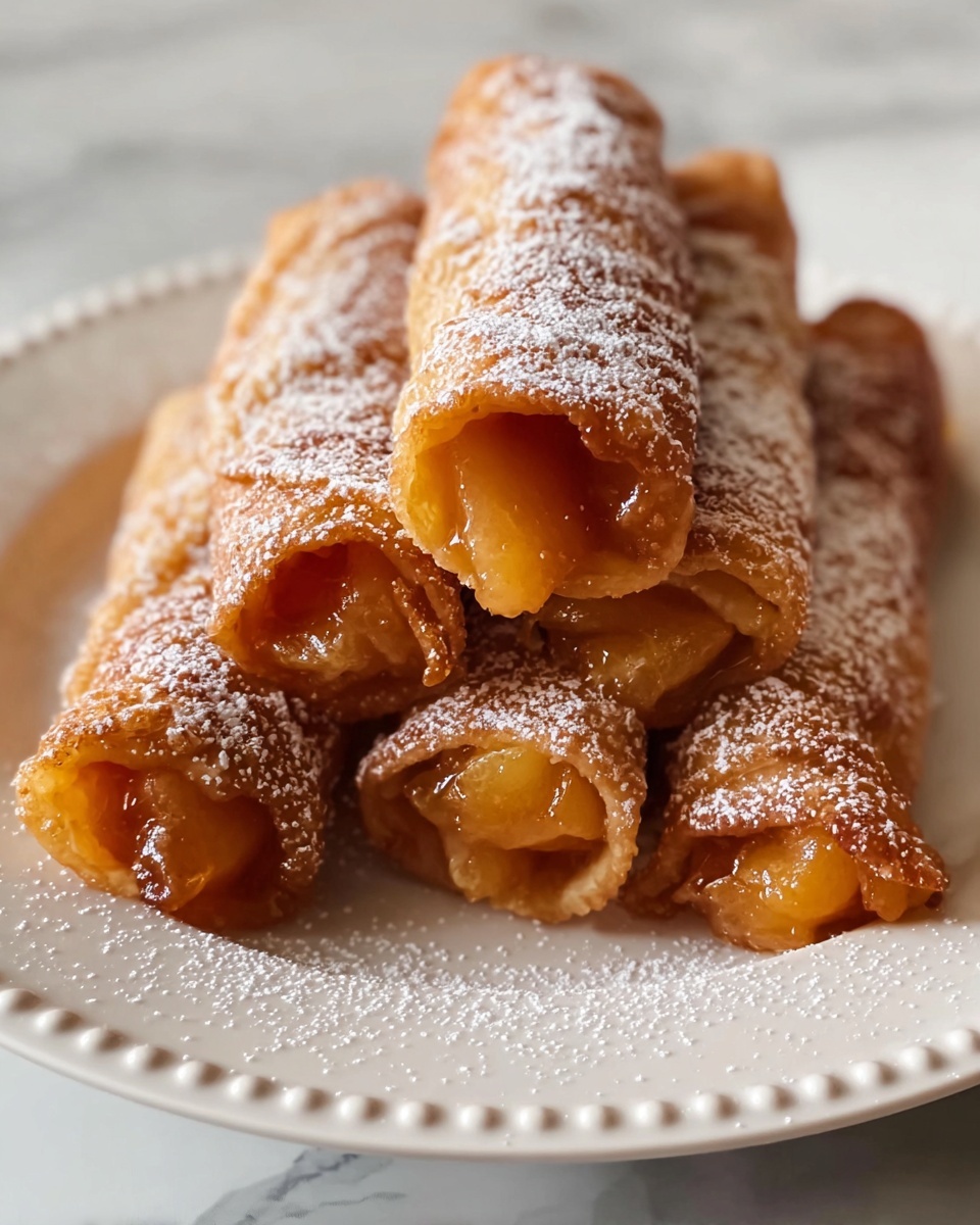 Crispy Peach Cobbler Egg Rolls Recipe - Recipe Image