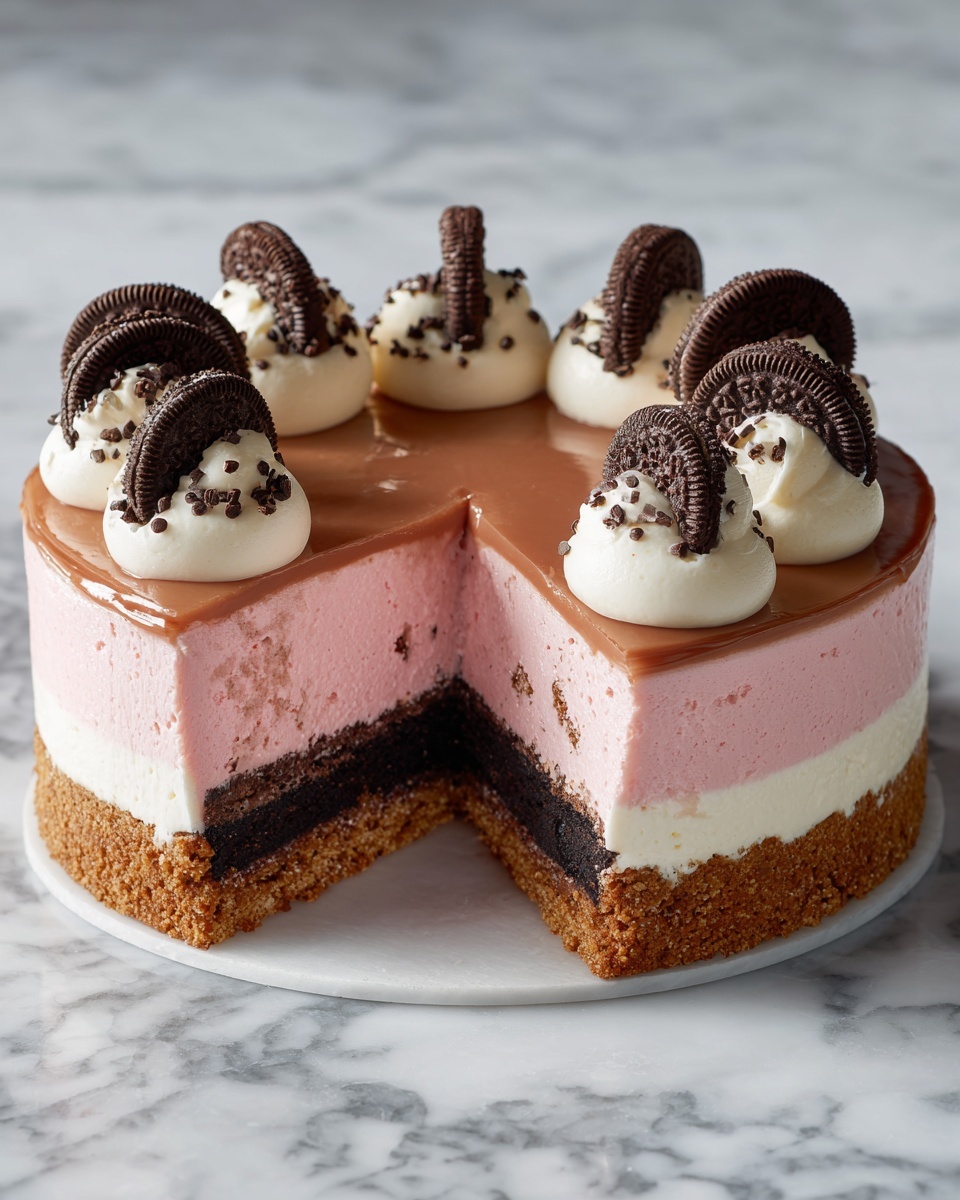 No-Bake Kinder Cheesecake with Kinder Bueno Pieces Recipe - Recipe Image