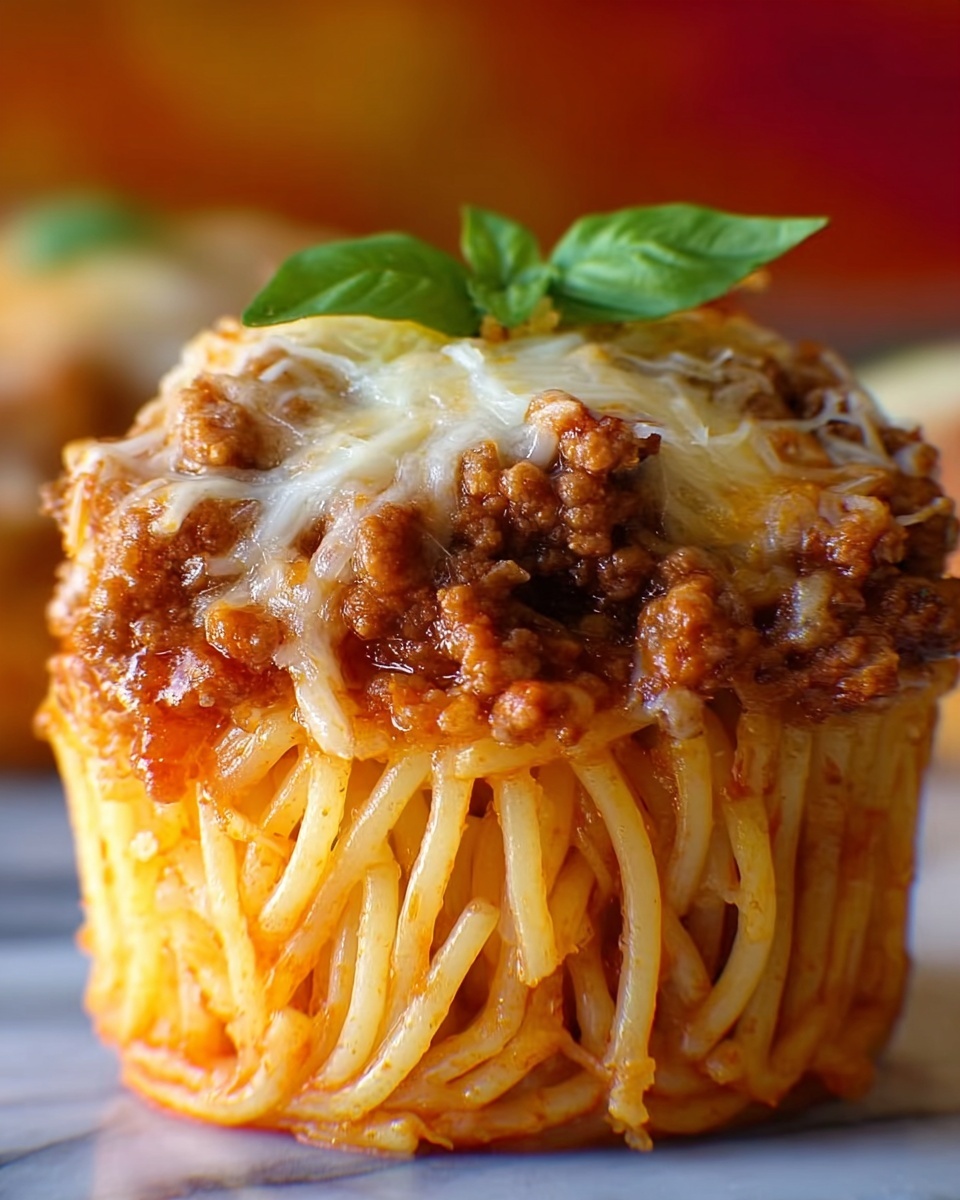 Bolognese Spaghetti Bake Muffin Cups Recipe - Recipe Image