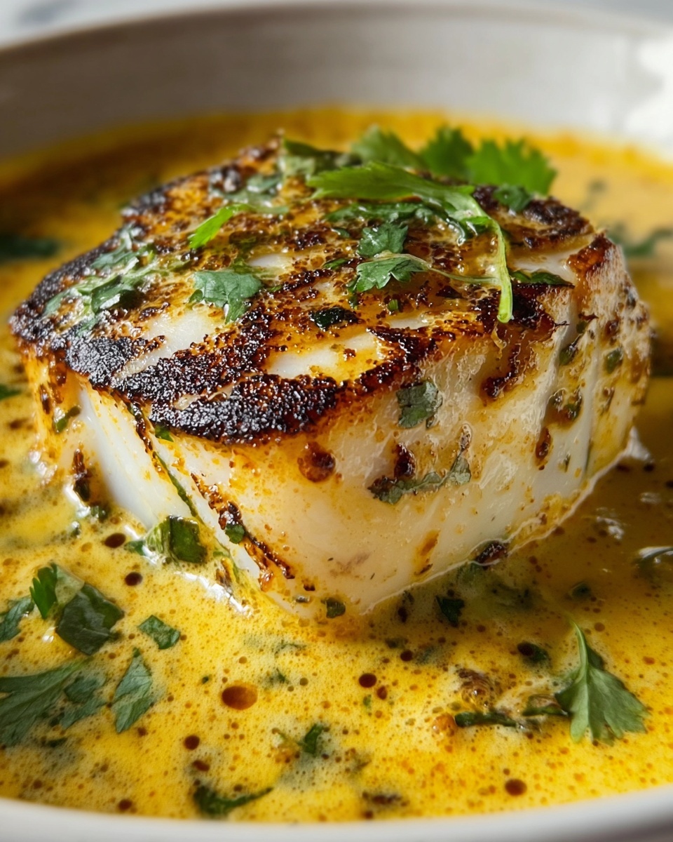South Indian Coconut Cod Curry with Saffron Butter Recipe - Recipe Image