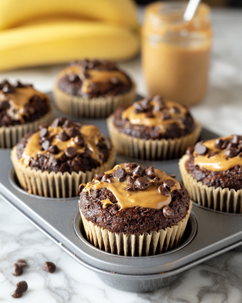 Chocolate Peanut Butter Banana Muffins Recipe - Recipe Image
