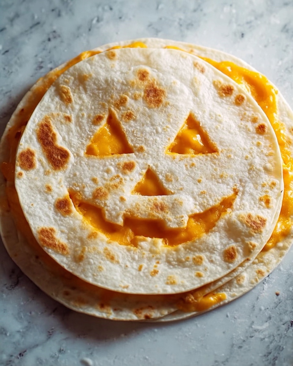 Jack-o-Lantern Cheese Quesadillas Recipe - Recipe Image