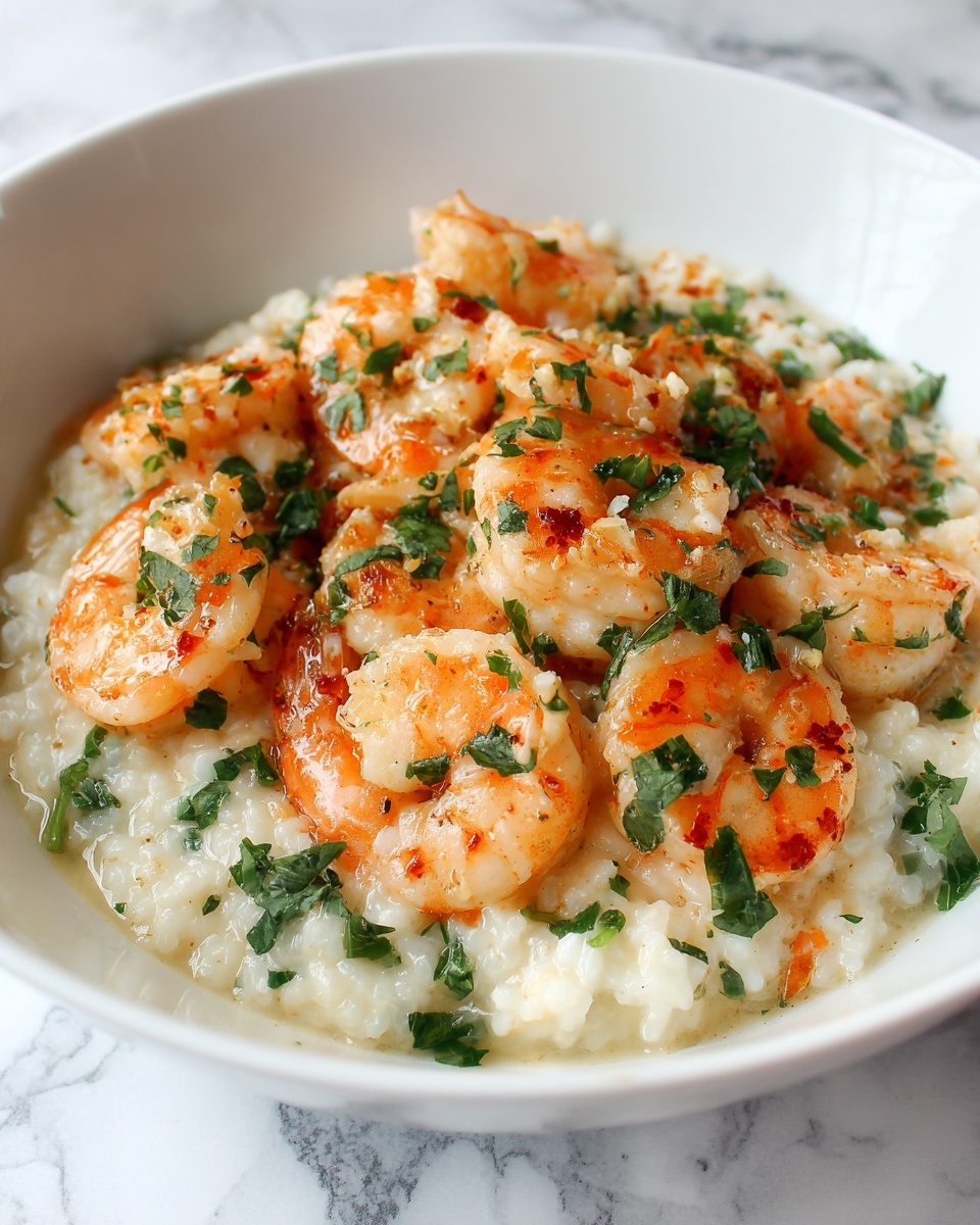 Creamy Garlic Butter Shrimp Bowl with Herb Rice Recipe - Recipe Image