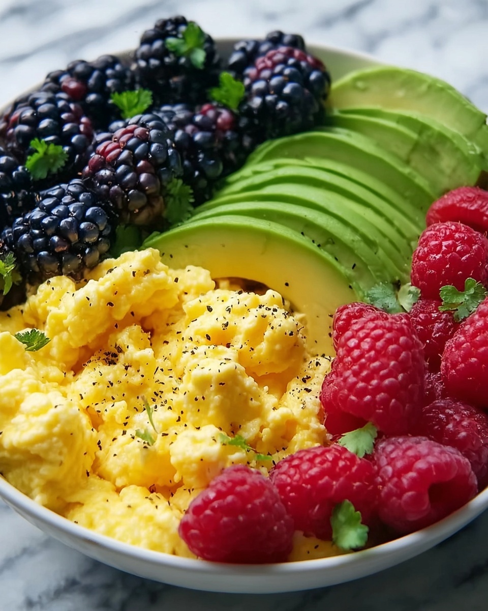 Power Breakfast Bowl with Scrambled Eggs, Avocado & Berries Recipe - Recipe Image