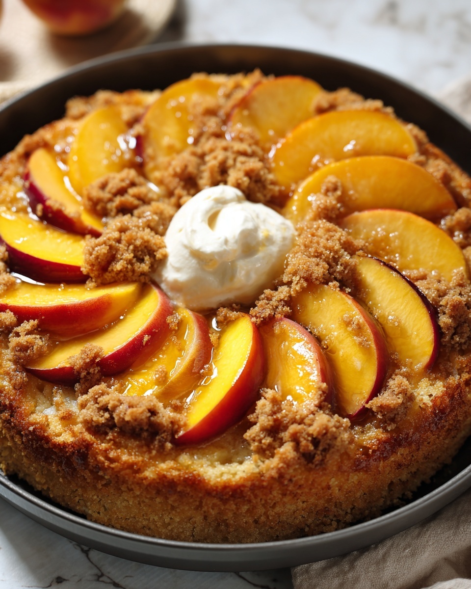 Peach Cobbler Upside Down Cake Recipe - Recipe Image