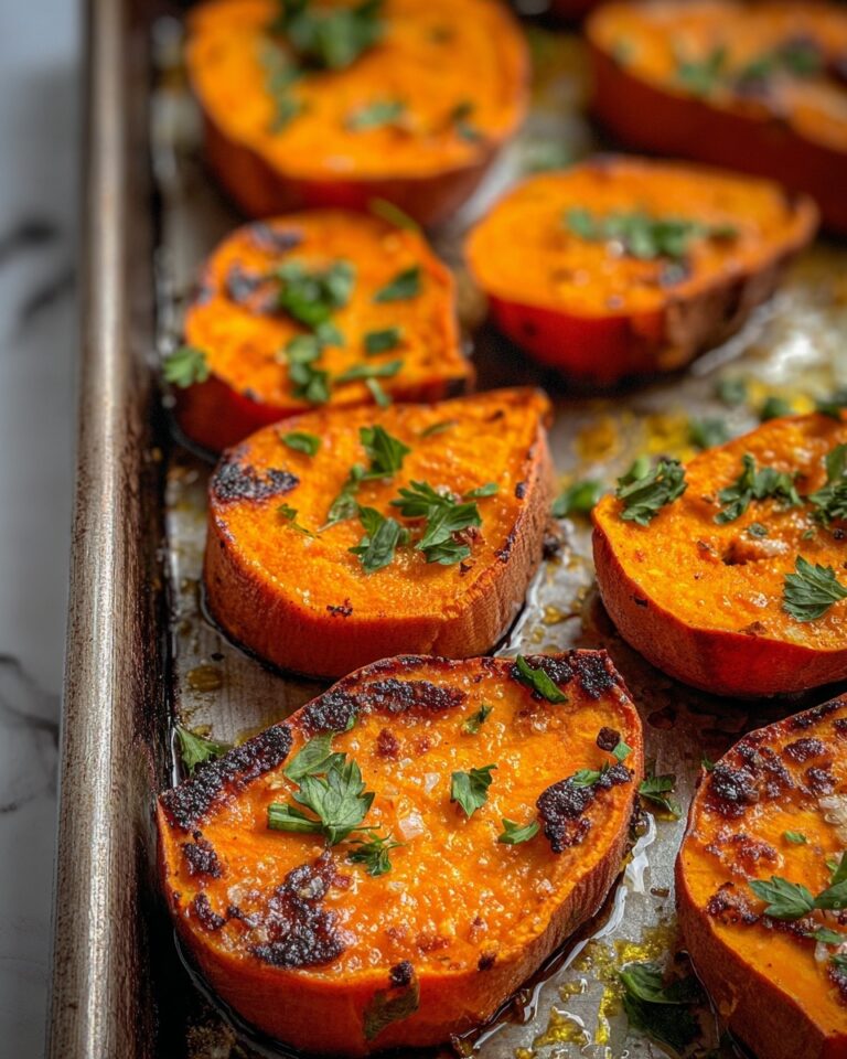 Garlic Butter Roasted Sweet Potatoes Recipe