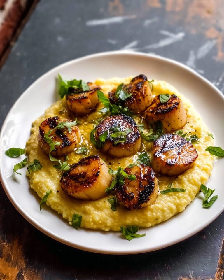 Honey Butter Blackened Scallops with Herby Polenta Recipe
