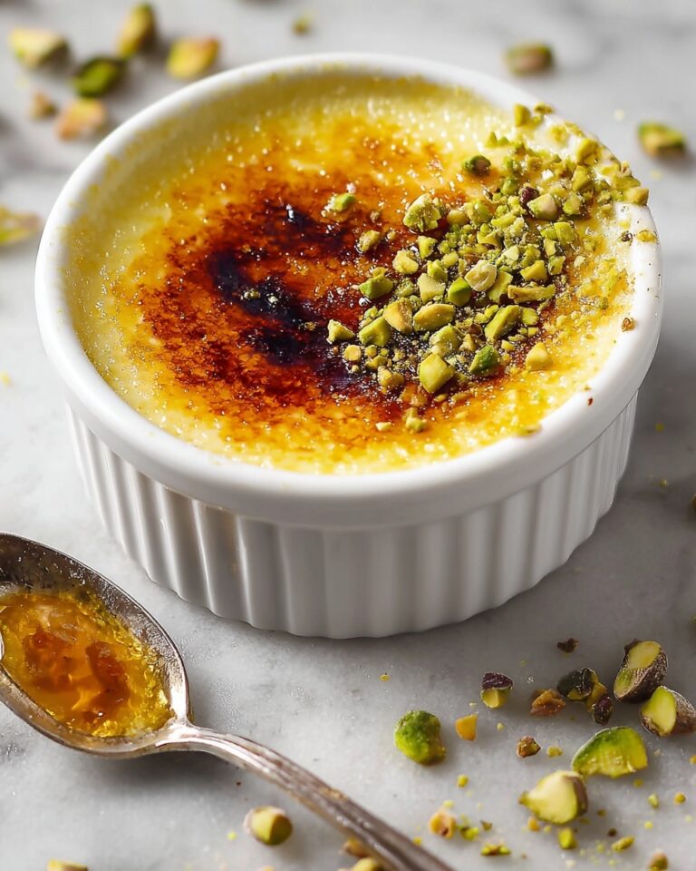 White Chocolate Lavender Brûlée with Pistachio Crunch Recipe