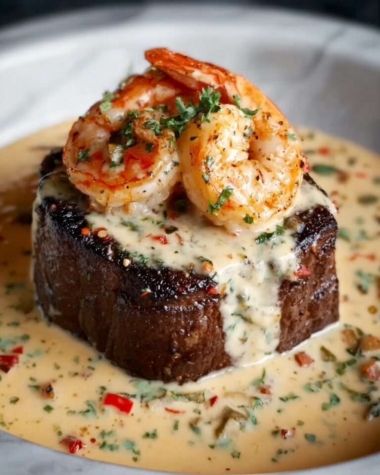 Filet Mignon with Shrimp and Lobster Cream Sauce Recipe