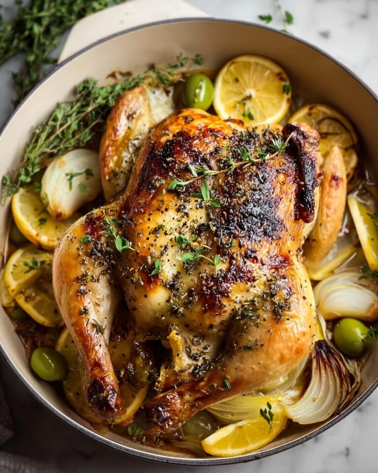 Creamy Lemon Herb Whole Roasted Chicken Recipe