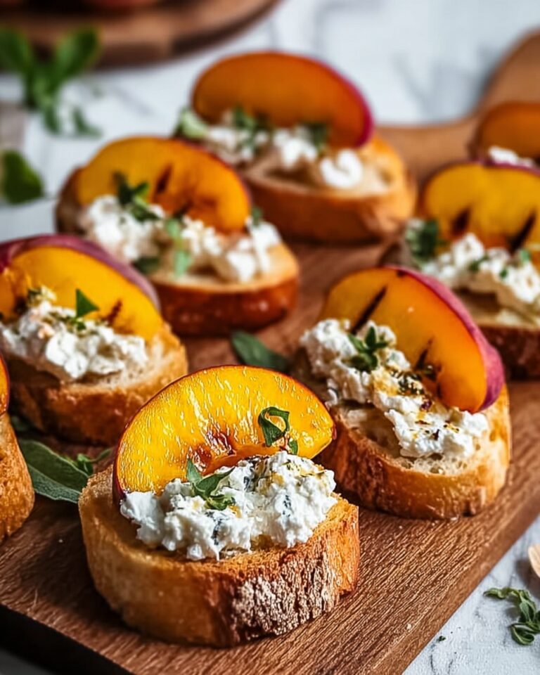 Roasted Peach Crostini with Whipped Blue Cheese Bliss Recipe