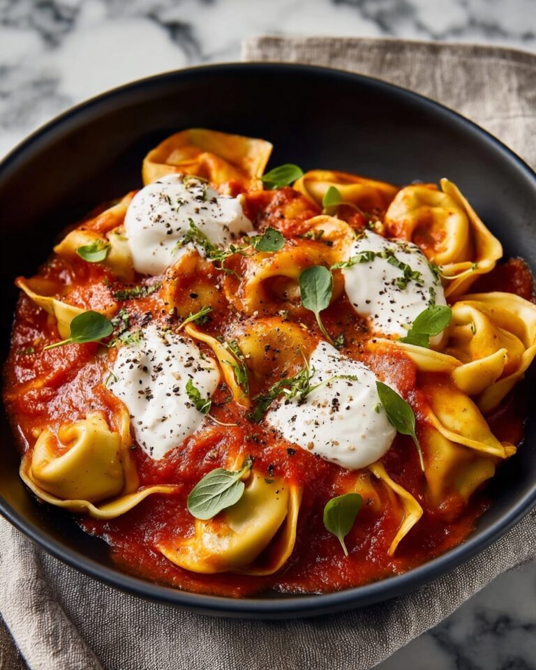 Tortellini with Roasted Red Pepper and Burrata Sauce Recipe