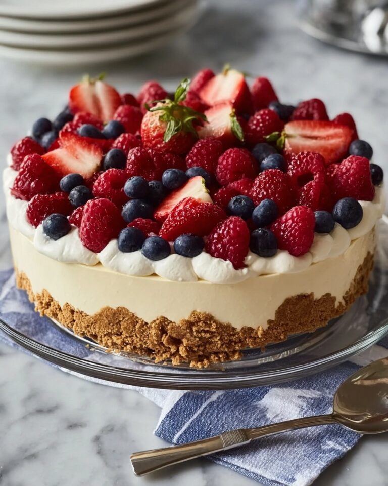No-Bake Cheesecake Flag Cake Recipe