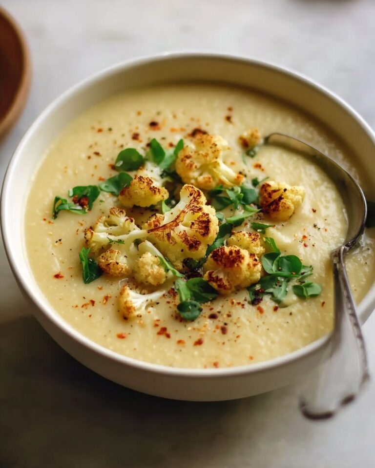 Roasted Garlic Cheddar Cauliflower Soup Recipe