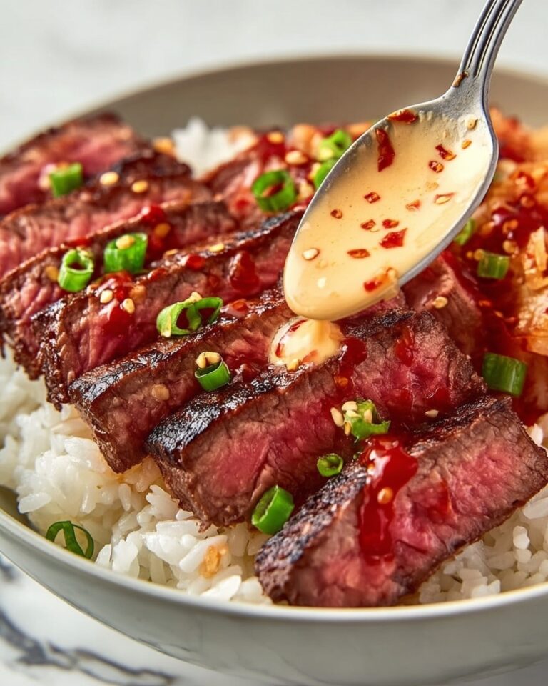 Korean BBQ Steak Rice Bowls with Spicy Cream Sauce Recipe