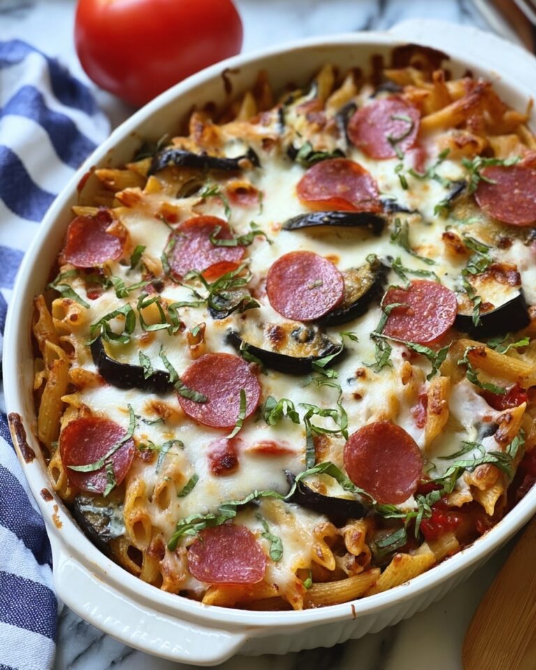 Baked Penne with Cottage Cheese, Eggplant, and Salami Recipe