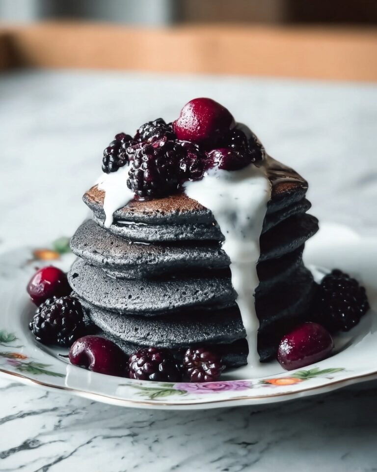 Activated Charcoal Pancakes with Blackberry Compote Recipe