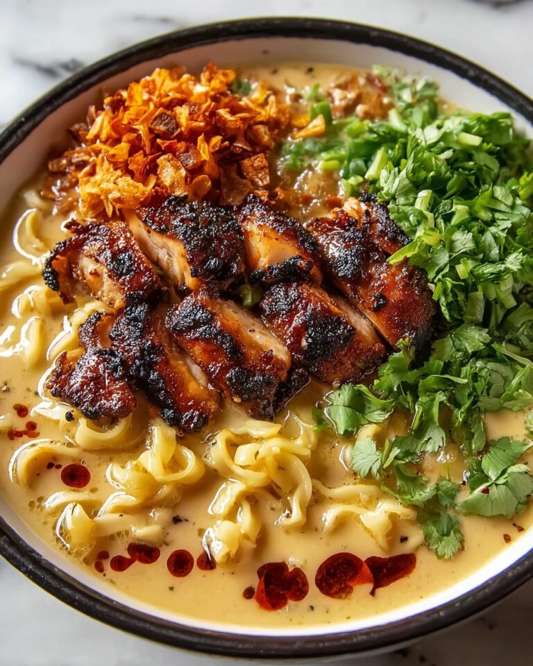 Fiery Chicken Ramen with Creamy Garlic Sauce Recipe