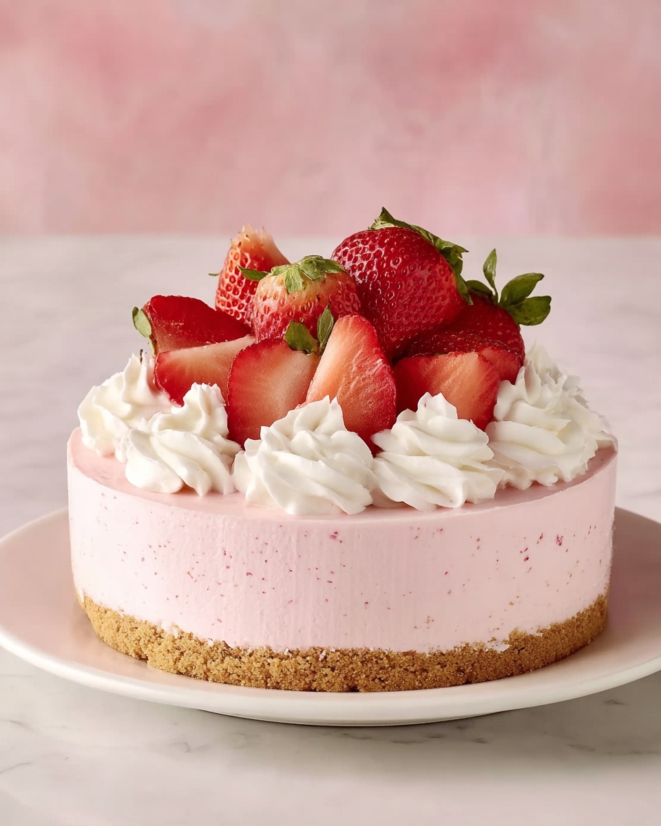 No Bake Strawberry Cheesecake Recipe - Recipe Image