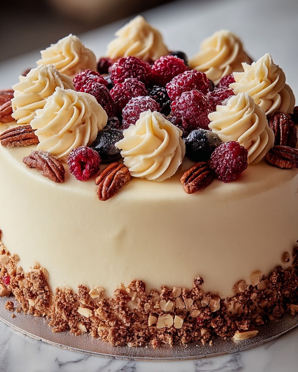 Simple Italian Cream Cake with Coconut, Pecans, and Vanilla Frosting Recipe - Recipe Image