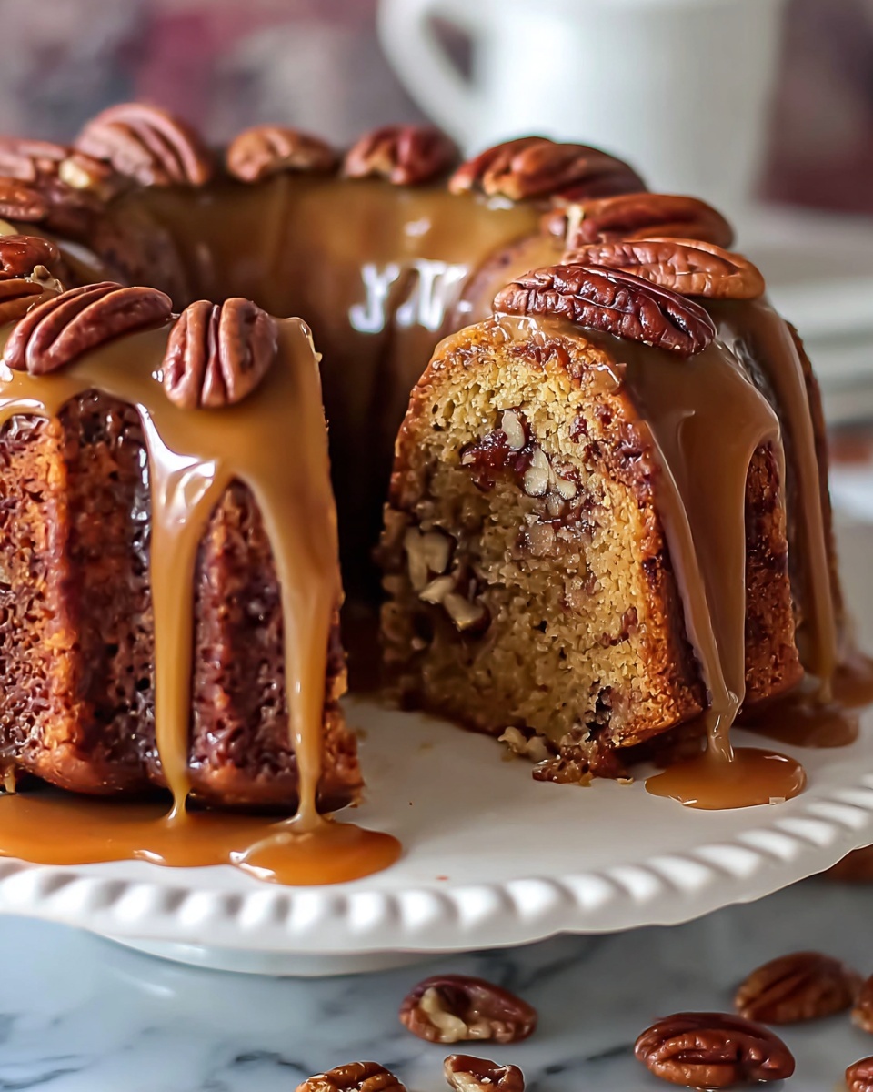 Apple Pecan Cake With Caramel Glaze Recipe - Recipe Image