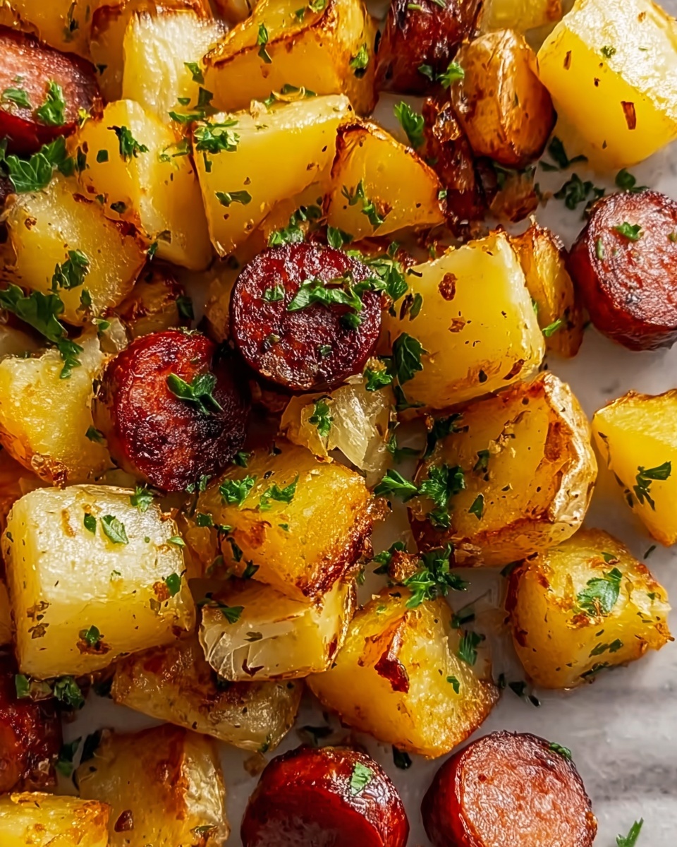 Fried Potatoes and Onions with Smoked Polish Sausage Recipe - Recipe Image