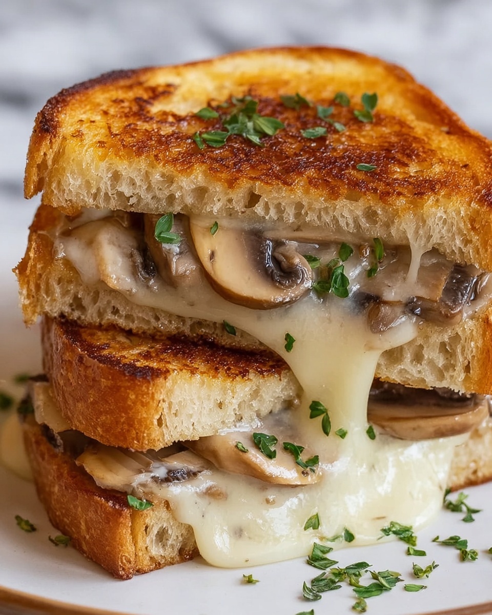 Cheesy Mushroom Melt Sandwich Recipe - Recipe Image