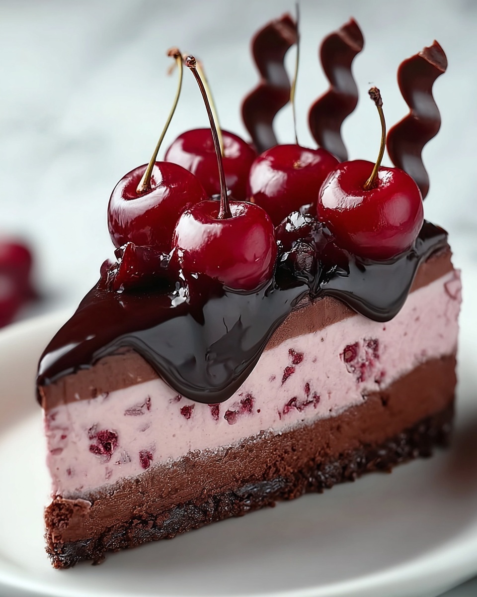 Chocolate Cherry No-Bake Cheesecake Recipe - Recipe Image