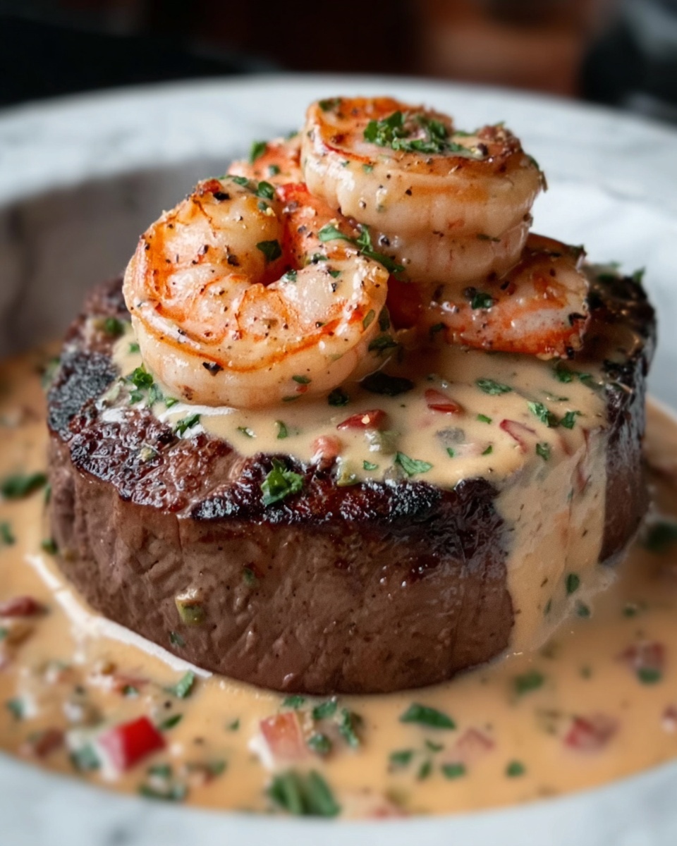 Filet Mignon with Shrimp and Lobster Cream Sauce Recipe - Recipe Image