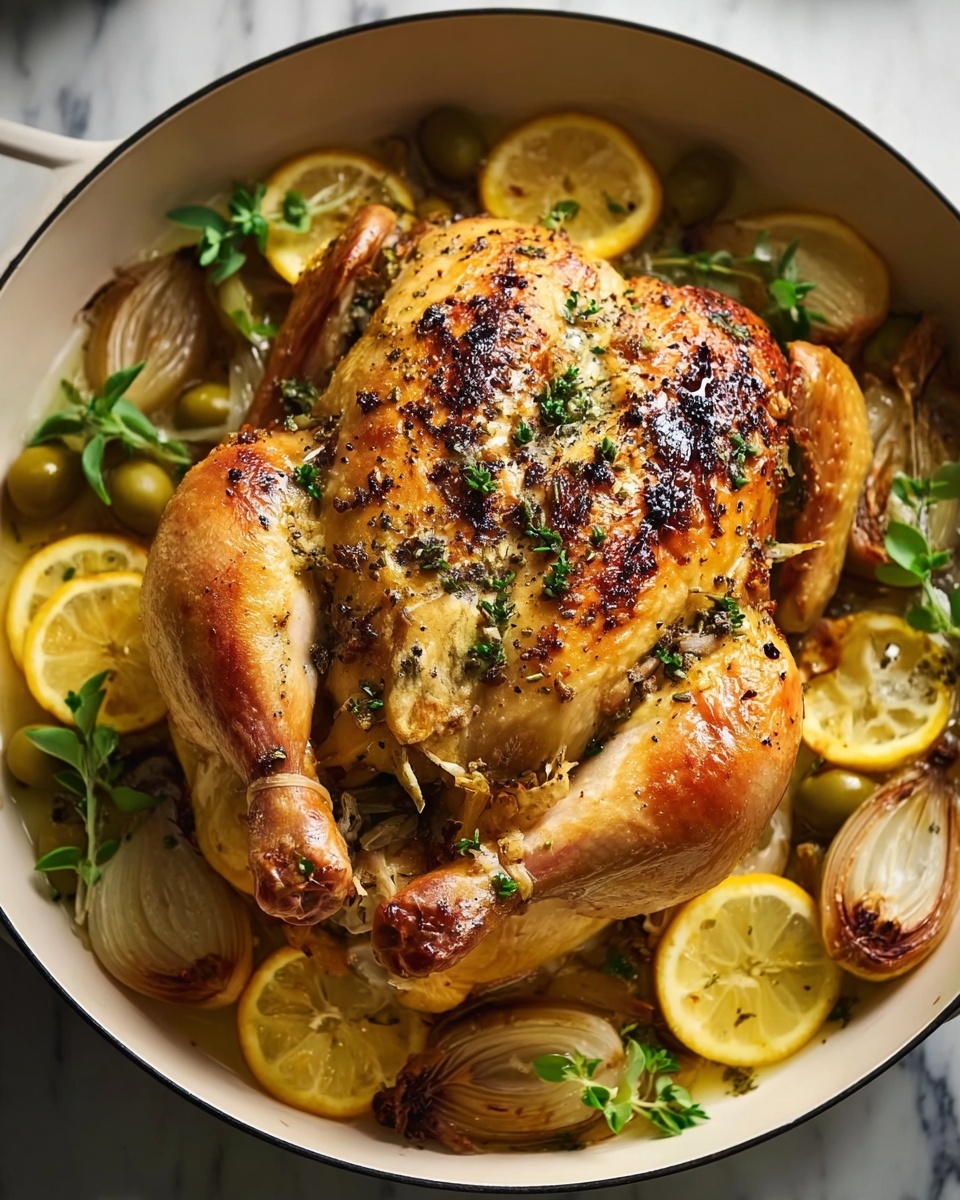 Creamy Lemon Herb Whole Roasted Chicken Recipe - Recipe Image