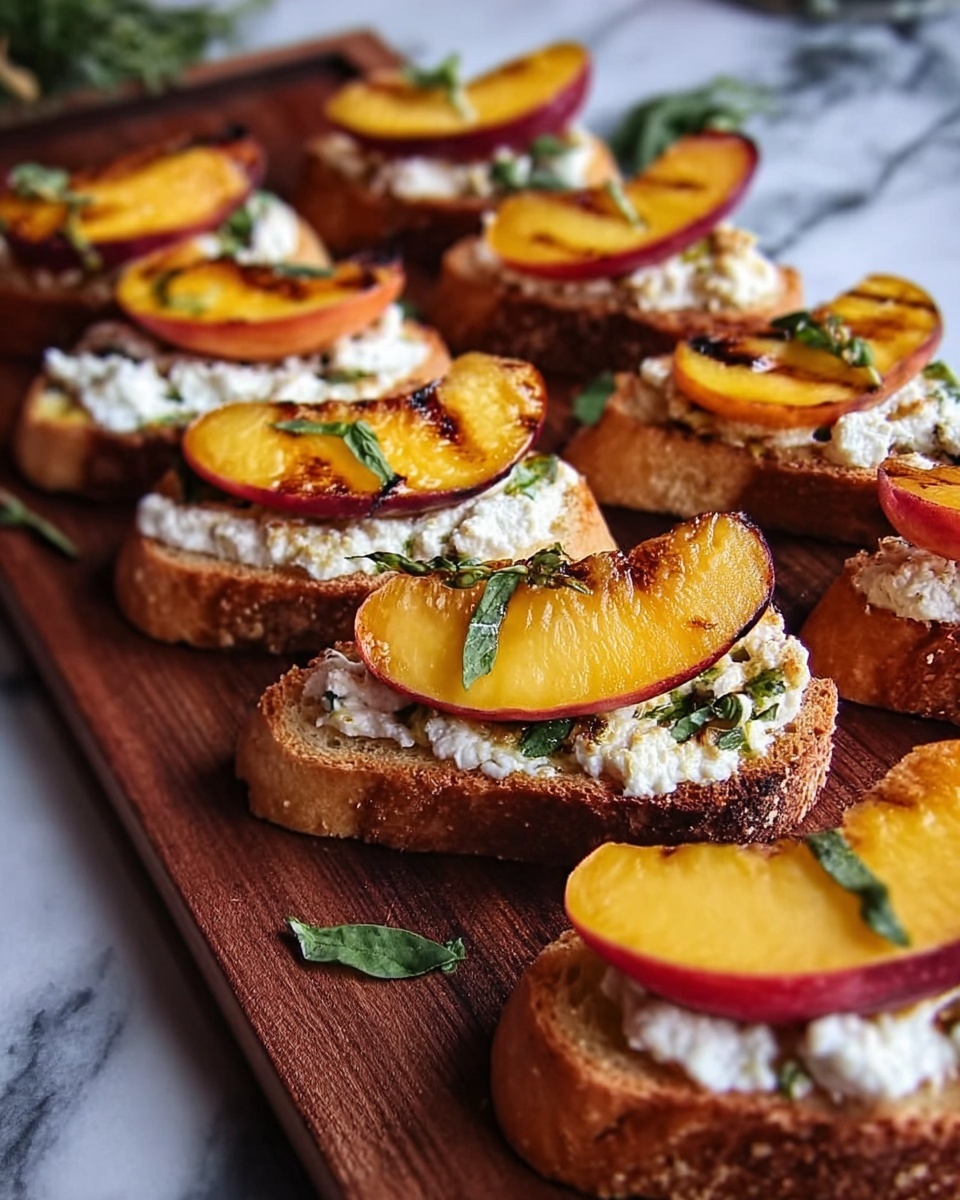 Roasted Peach Crostini with Whipped Blue Cheese Bliss Recipe - Recipe Image