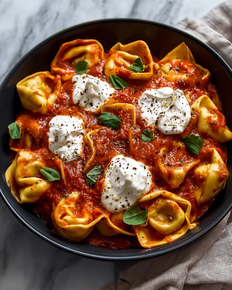 Tortellini with Roasted Red Pepper and Burrata Sauce Recipe - Recipe Image