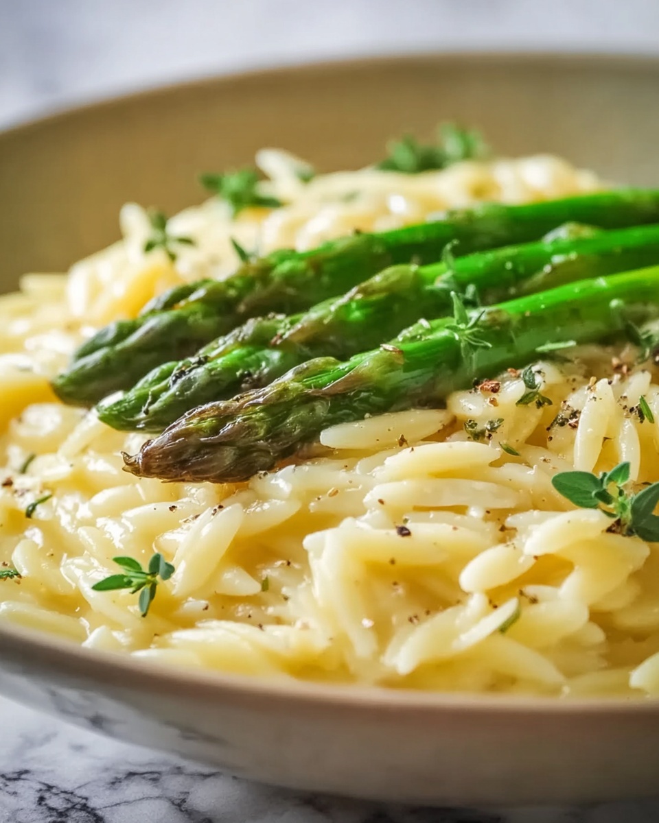 Garlic Butter Asparagus Orzo Recipe - Recipe Image