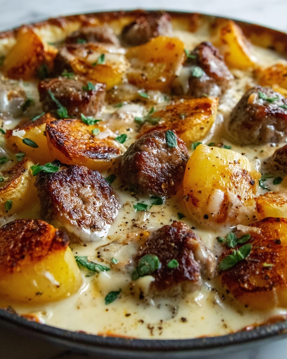 One-Pan Creamy Meat & Potato Skillet Recipe - Recipe Image
