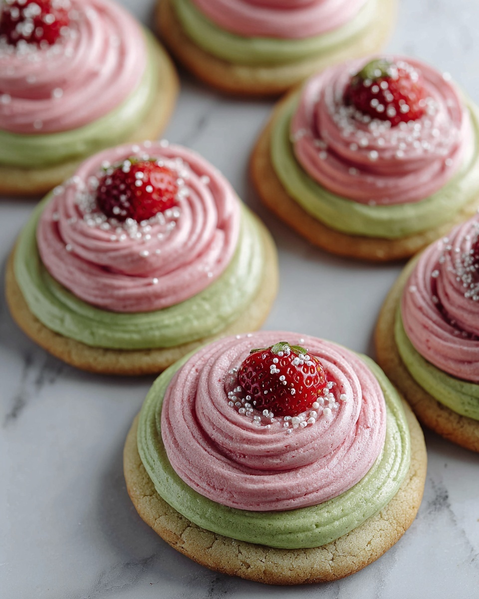 Strawberry Frosted Matcha Cookies Recipe - Recipe Image