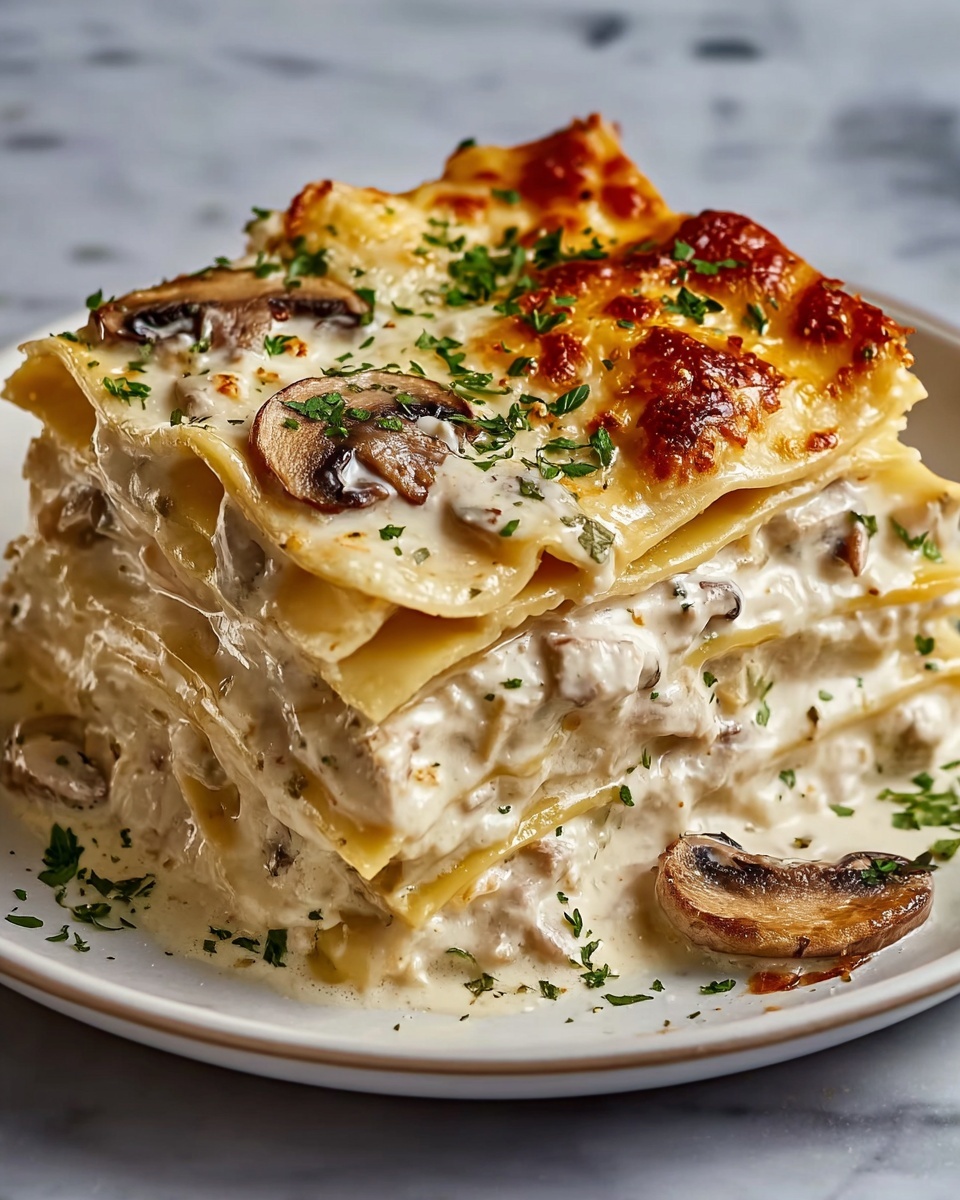 Creamy Chicken Mushroom Lasagna Recipe - Recipe Image