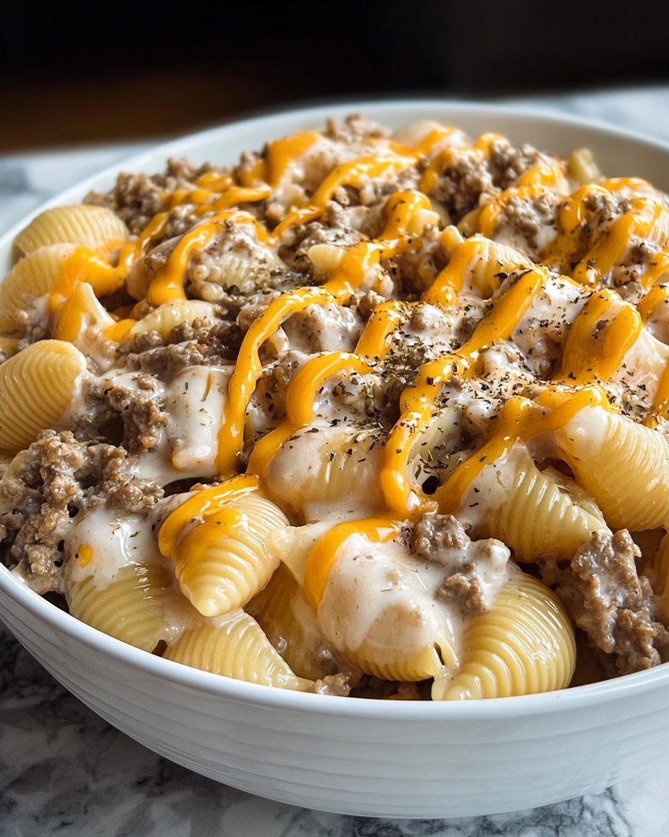 Irresistible Crockpot Cheesy Ranch Beef Pasta Shells Recipe - Recipe Image