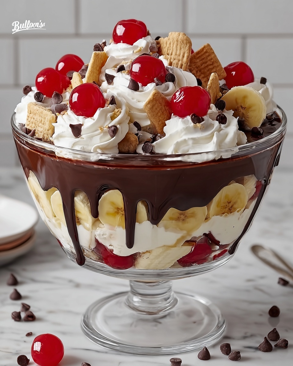 No-Bake Chocolate Banana Split Trifle Recipe - Recipe Image