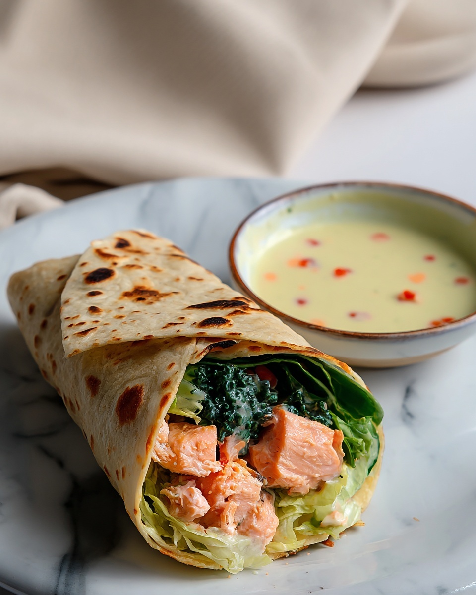 Blackened Salmon Caesar Wraps Recipe - Recipe Image