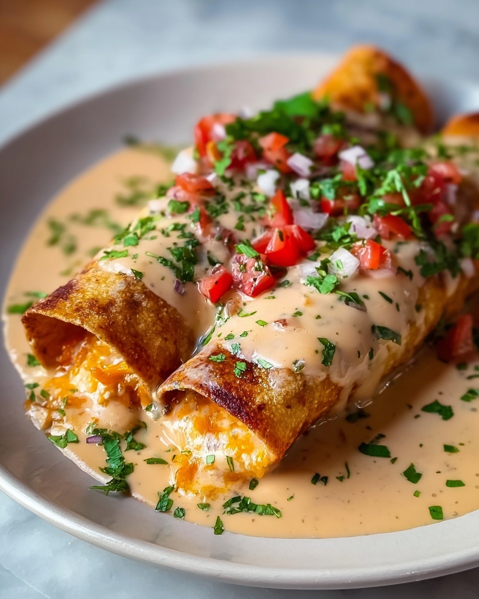 Boudin Chimichangas with Crawfish Cream Sauce Recipe - Recipe Image