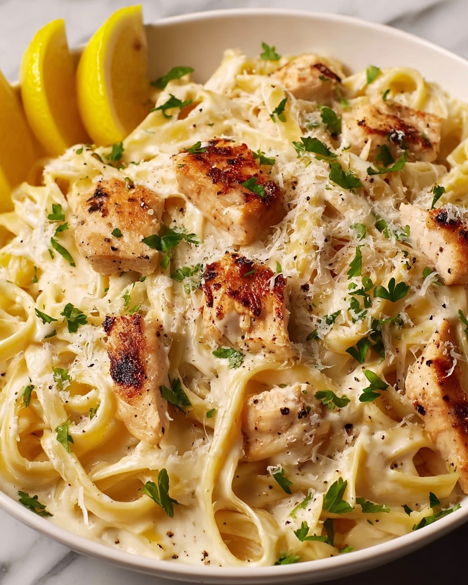 Creamy Lemon Garlic Chicken Pasta Recipe - Recipe Image