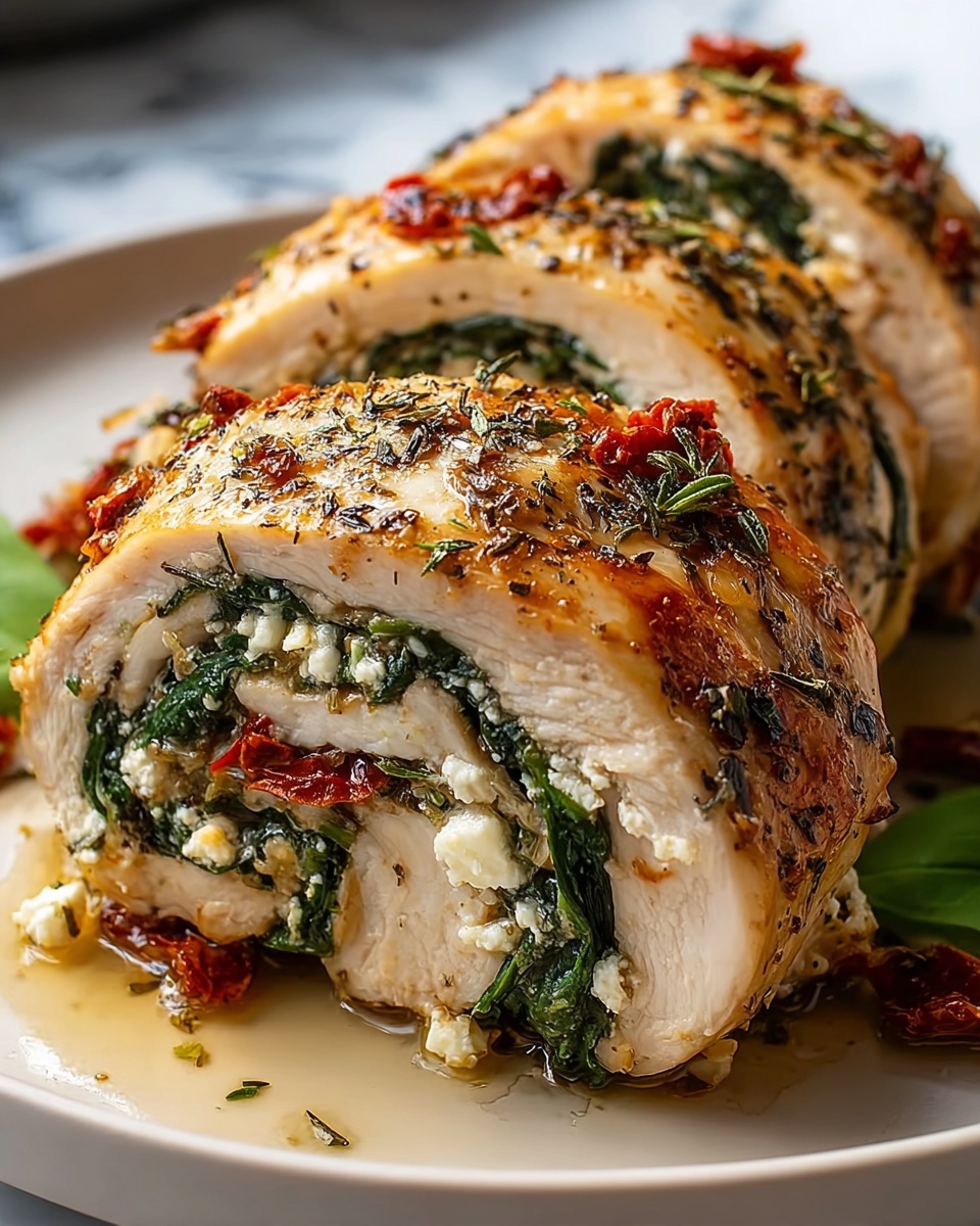 Rolled Chicken with Feta, Spinach, and Sun-Dried Tomatoes Recipe - Recipe Image