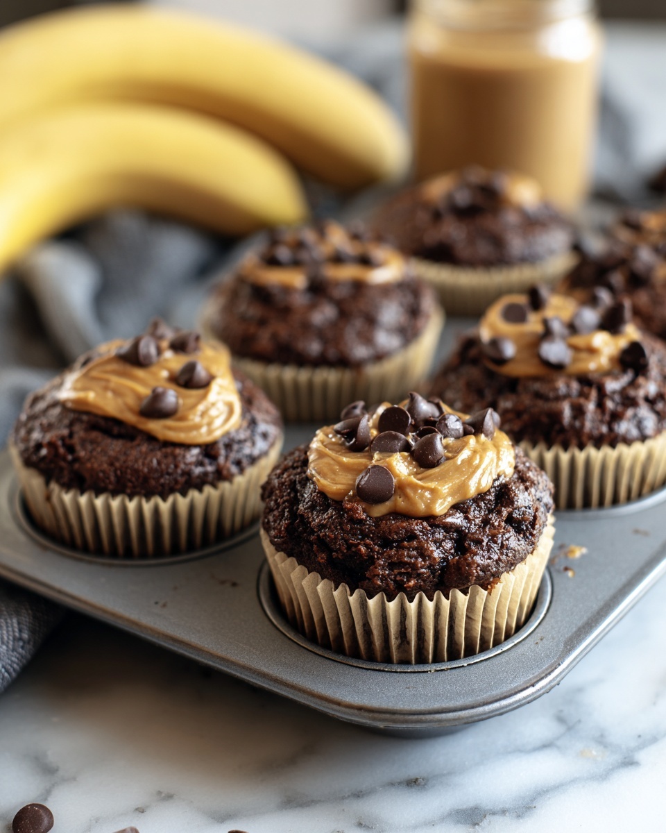 Chocolate Peanut Butter Banana Muffins Recipe - Recipe Image