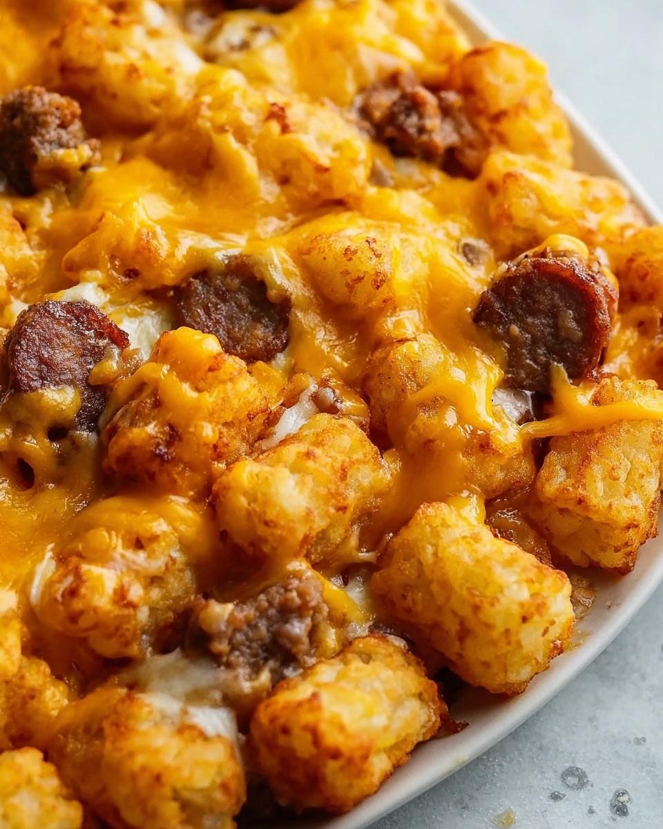 Cheesy Hot Dog Tater Tot Casserole Recipe - Recipe Image