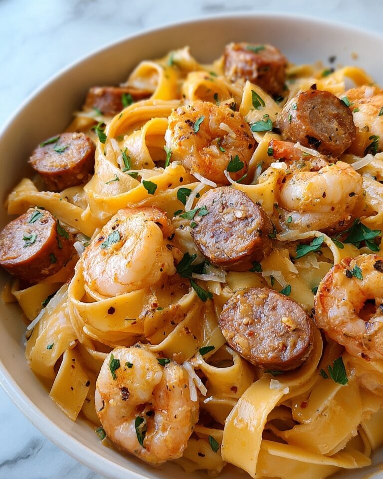 Garlic Butter Shrimp and Sausage Skillet Pasta Recipe