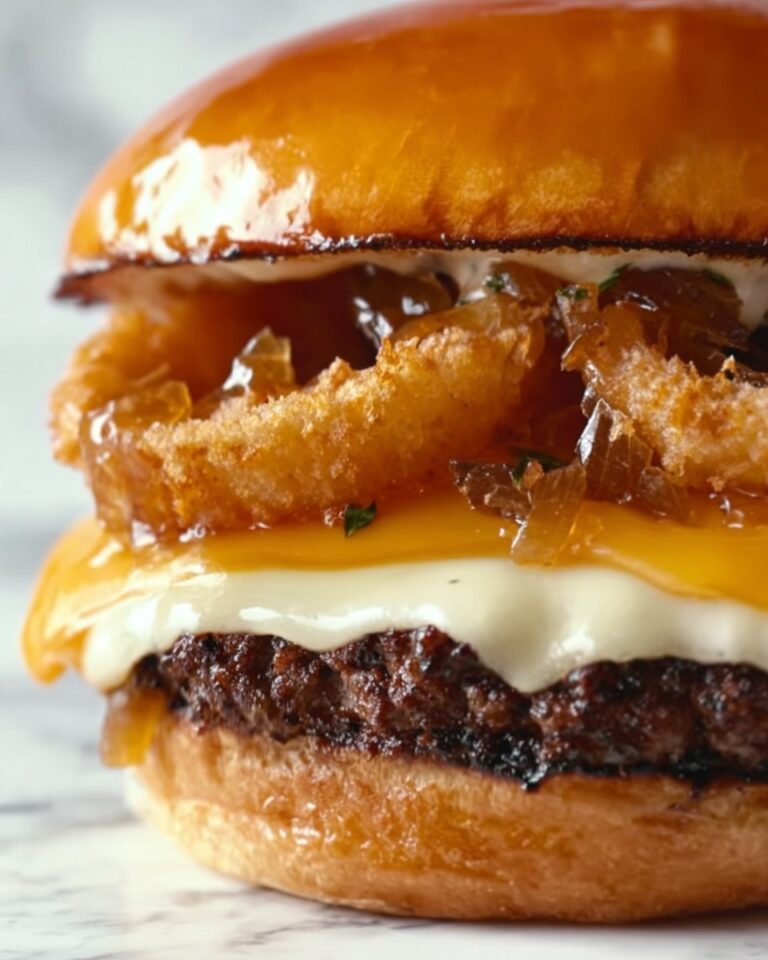 Savory Caramelized Onion and Cheese Burgers Recipe