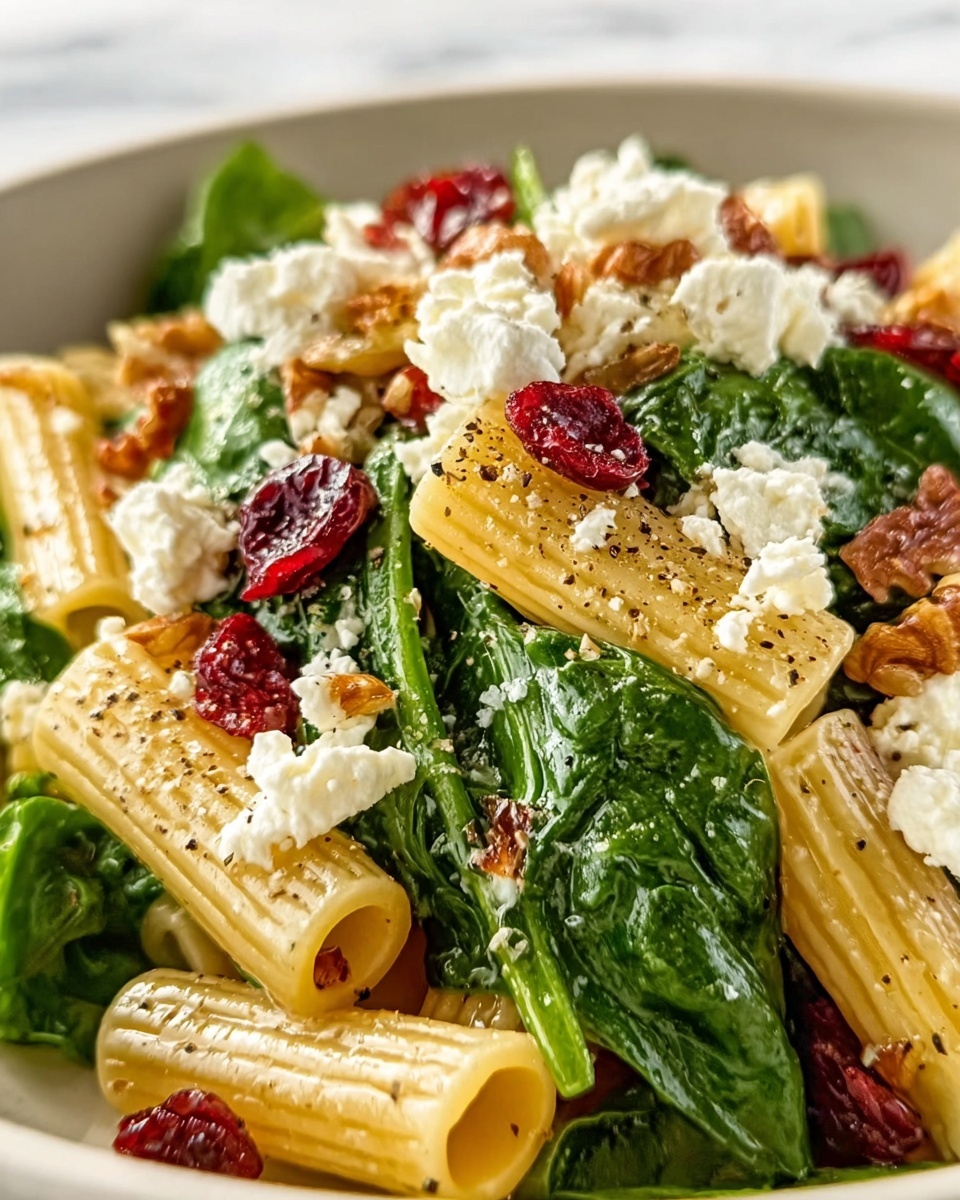 Spinach Pasta Salad with Feta and Cranberries Recipe - Recipe Image