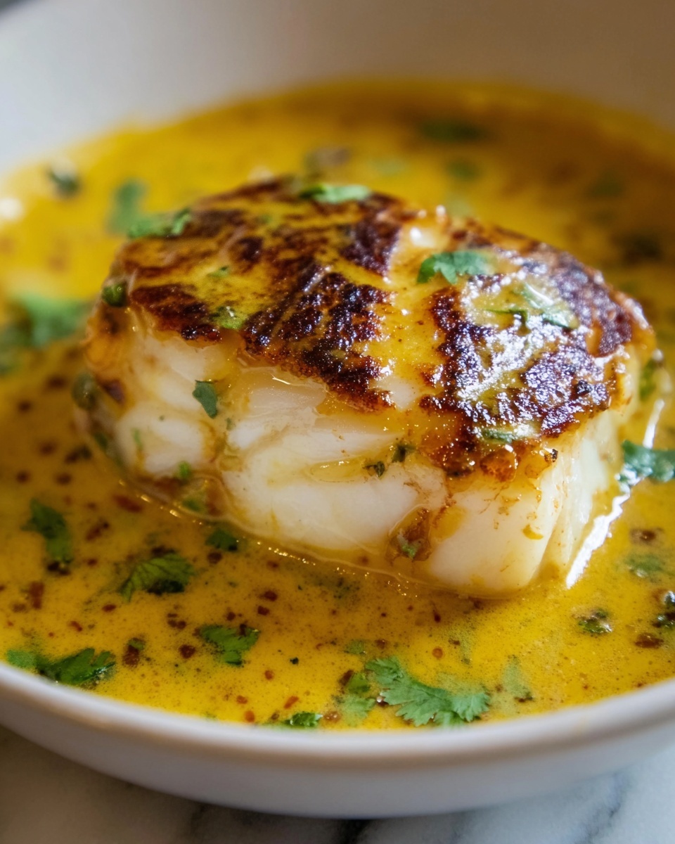 South Indian Coconut Cod Curry with Saffron Butter Recipe - Recipe Image