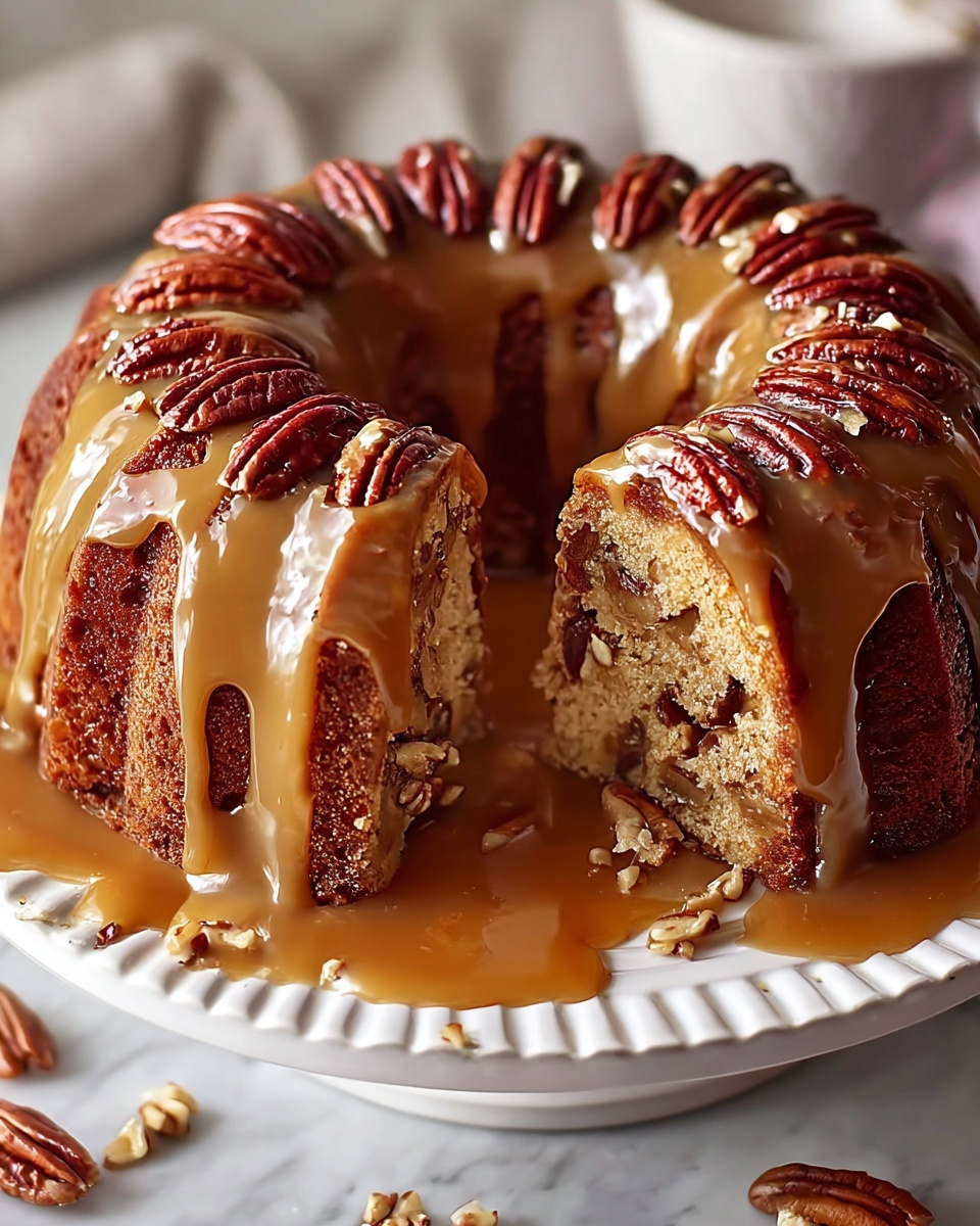 Apple Pecan Cake With Caramel Glaze Recipe - Recipe Image