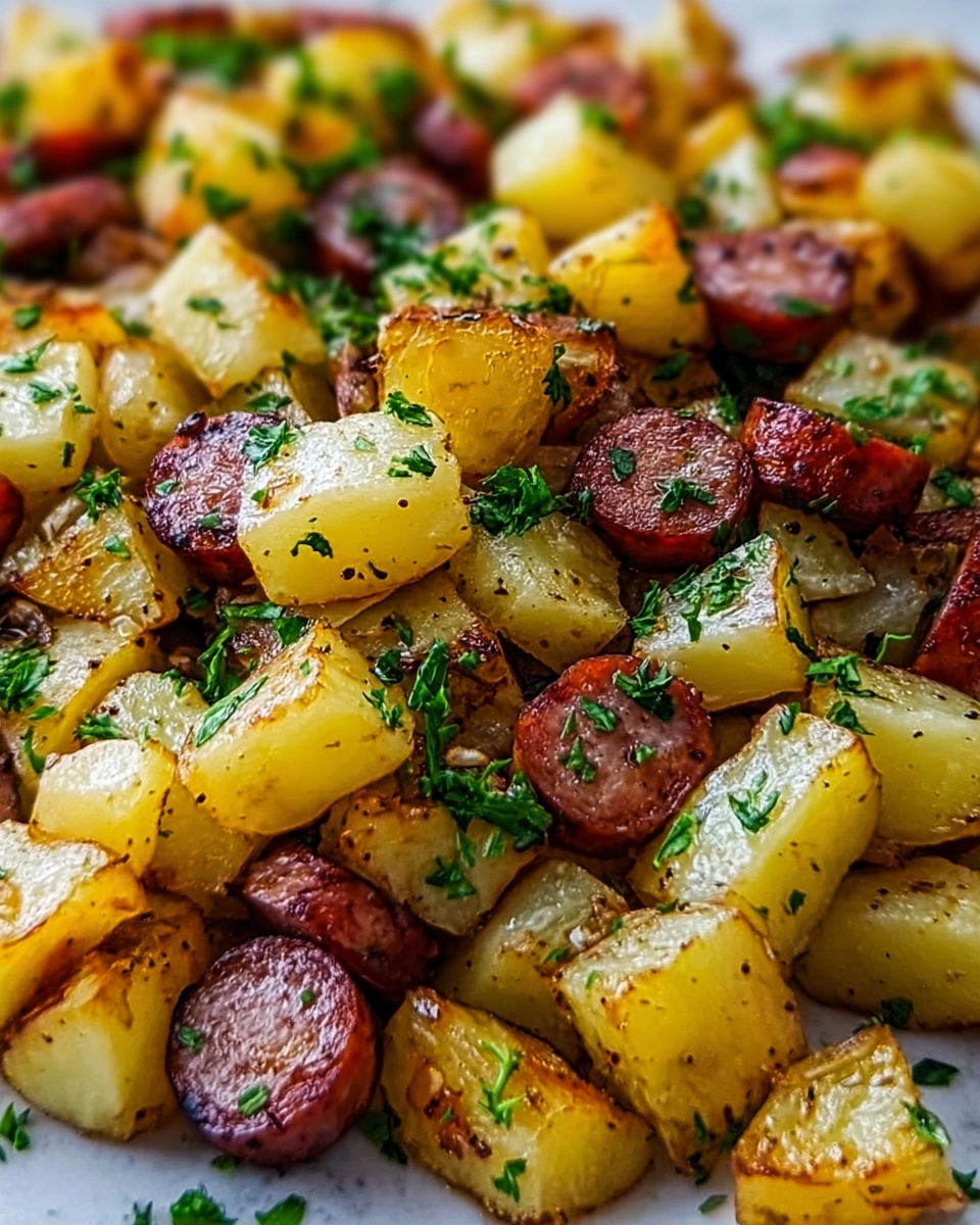 Fried Potatoes and Onions with Smoked Polish Sausage Recipe - Recipe Image